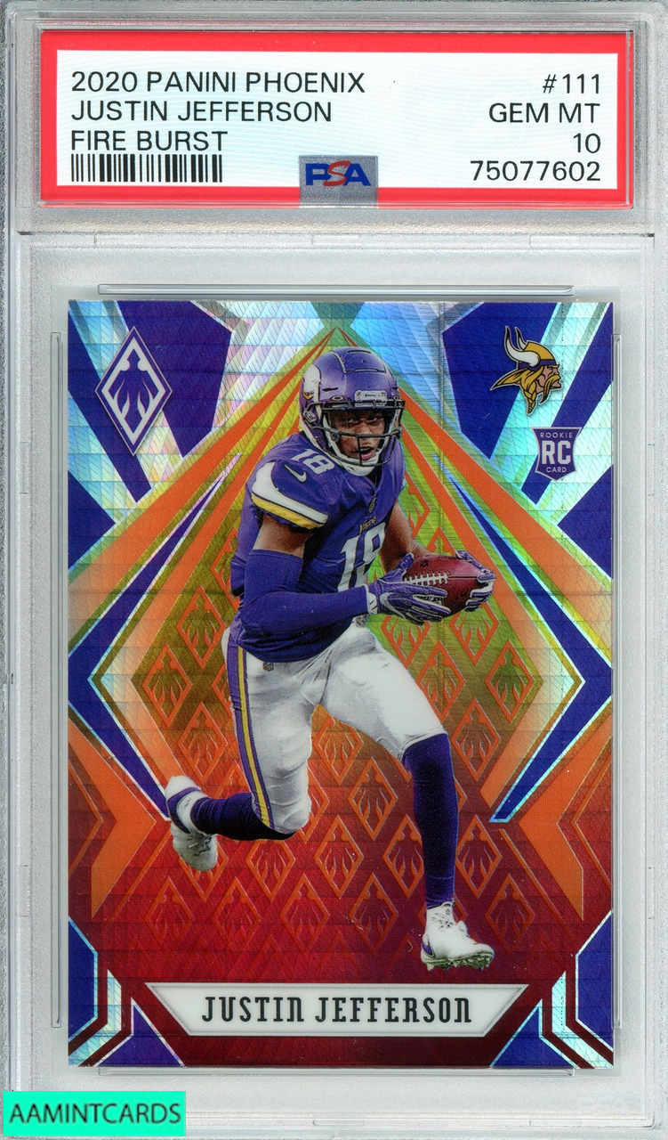 2020 PANINI PHOENIX JUSTIN JEFFERSON #111 FIRE BURST ROOKIE RC PSA 10 GEM MT 75077602